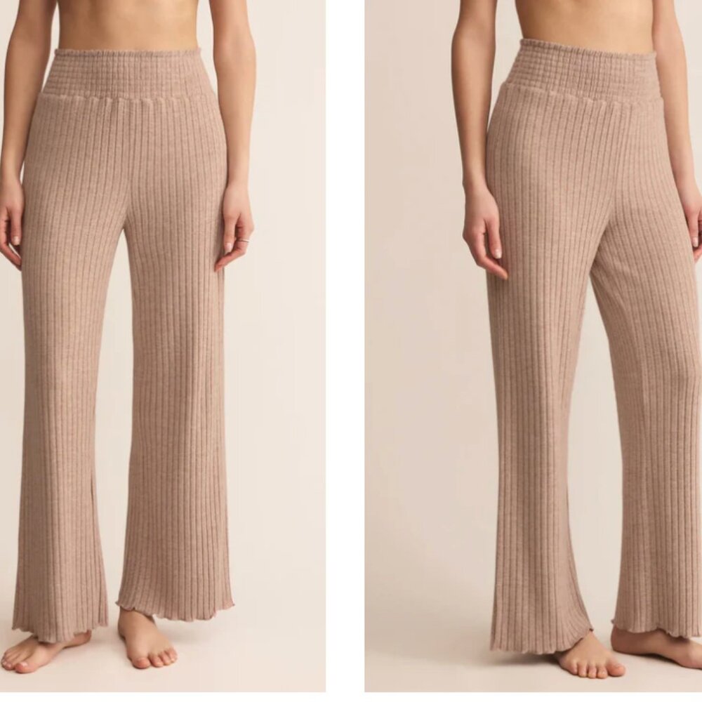 Z Supply Dawn Smocked Rib Pant, Tan, Size Small NWOT